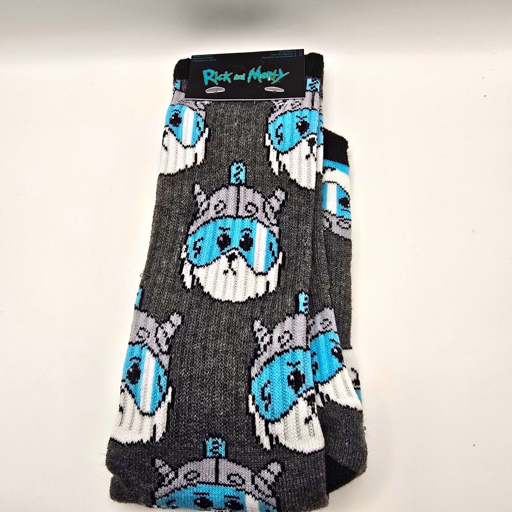 New Hyp Men's Rick and Morty Novelty Crew Socks Size 9-11 Gray/Blue